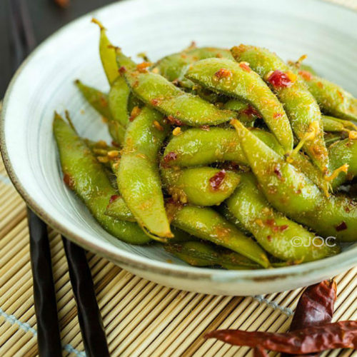 Spicy Garlic Edamame