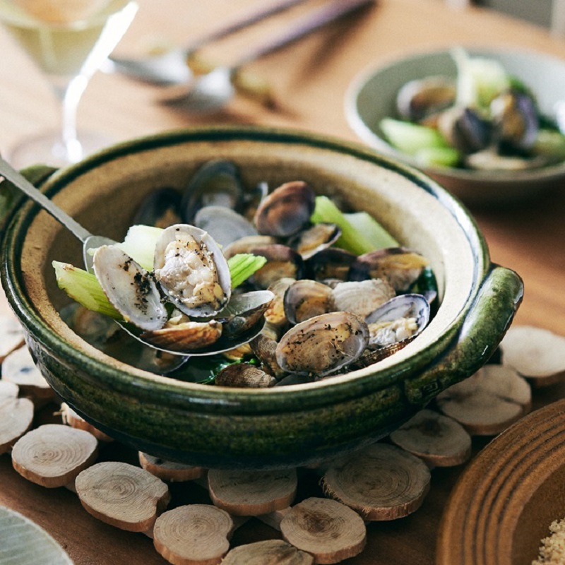 Clams and Celery Steamed with Miso and Sake