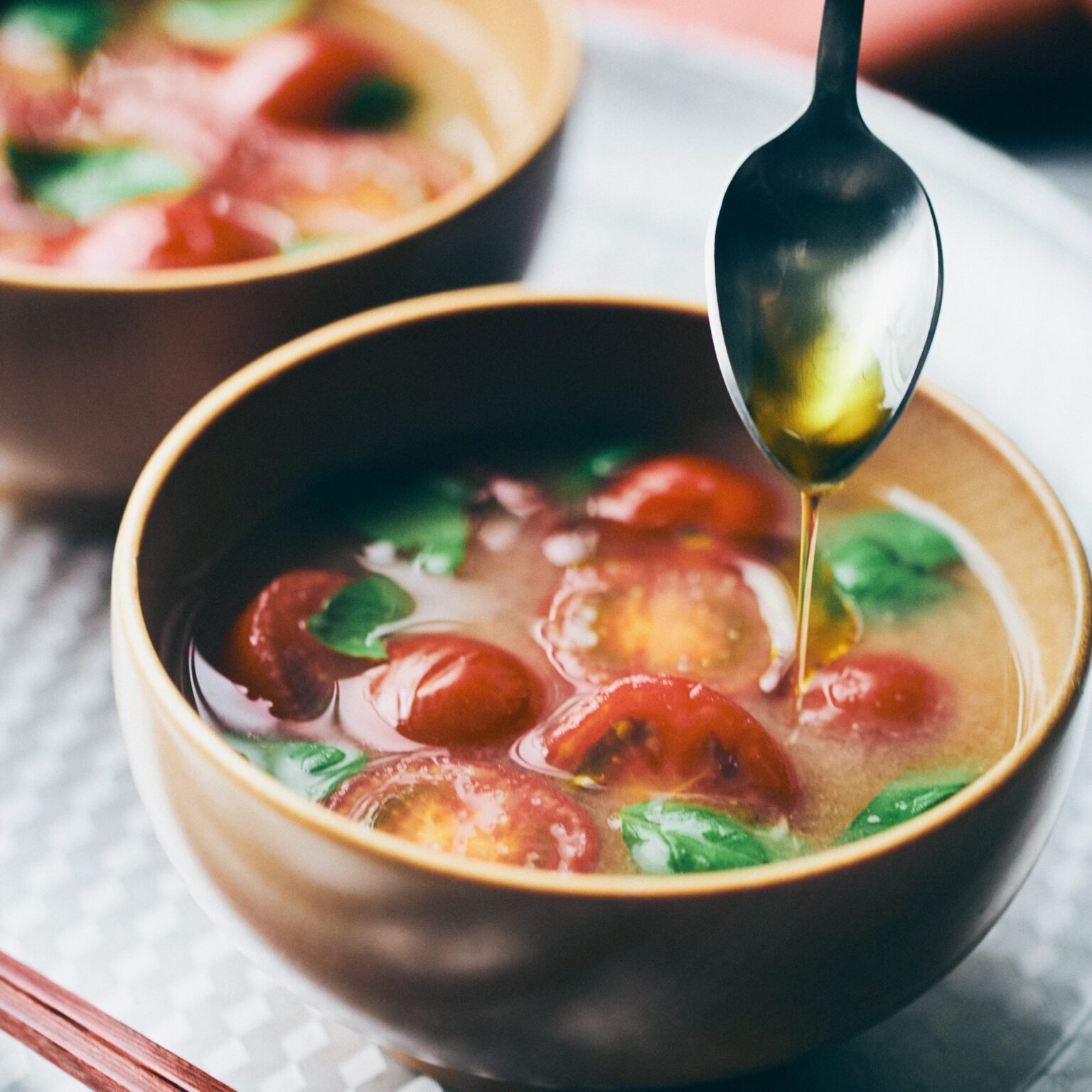 Basil and Cherry Tomato Miso Soup