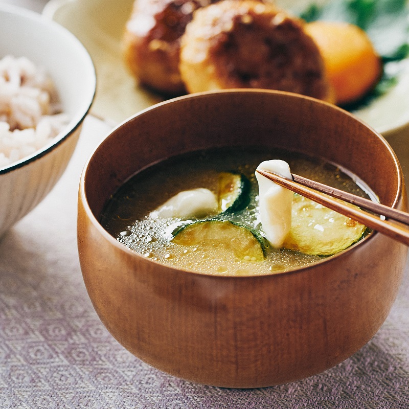 Miso-Soup-with-Mozzarella-Cheese-and-Grilled-Zucchini
