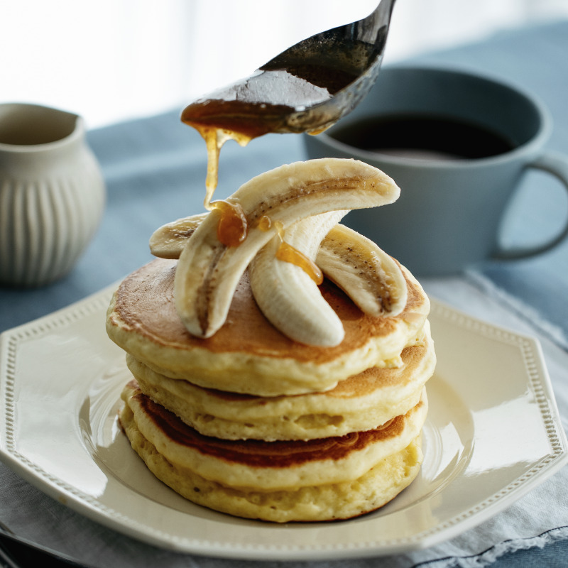 Banana Pancakes with Maple Miso Syrup