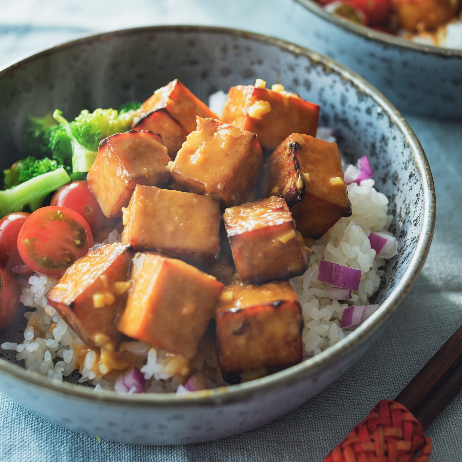 oven baked glazed miso tofu