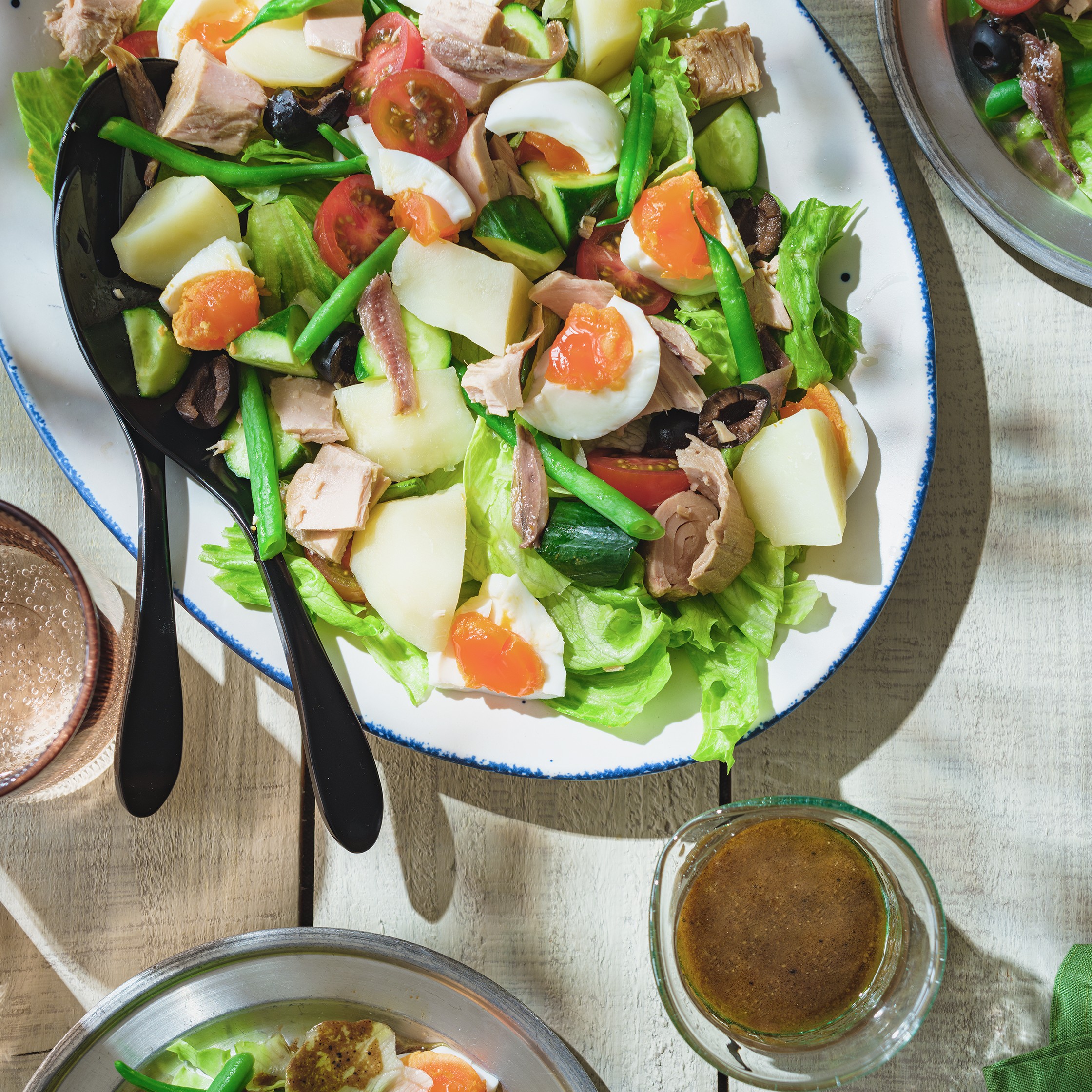 nicoise salad with miso dresssing