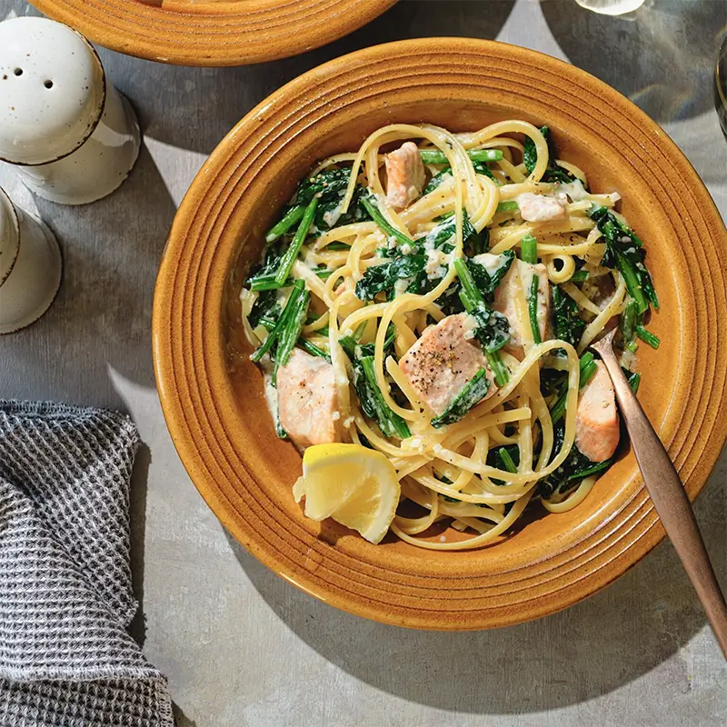 Creamy-Miso-Salmon-Linguine-with-Spinach