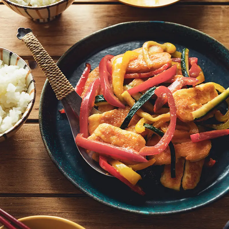 Halloumi-and-vegetable-stir-fry-with-miso-sauce